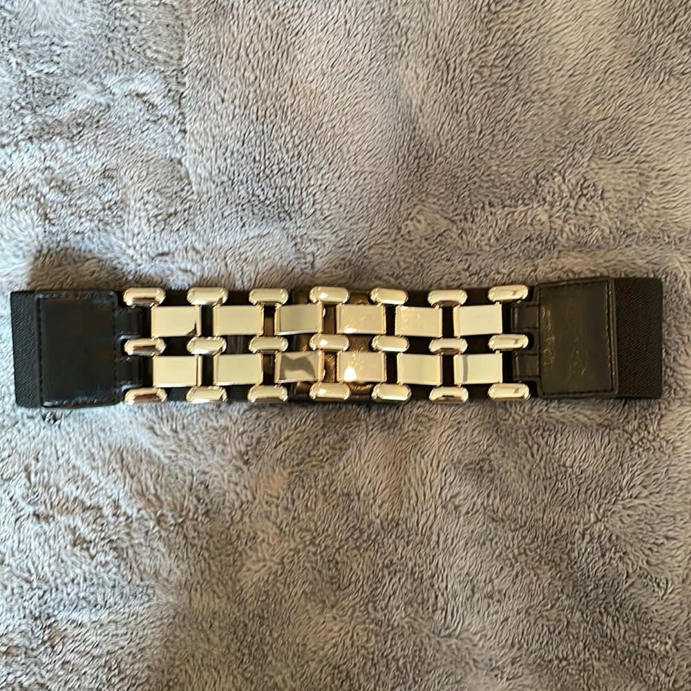 Express Wide Waist Belt with Gold Chain Detail